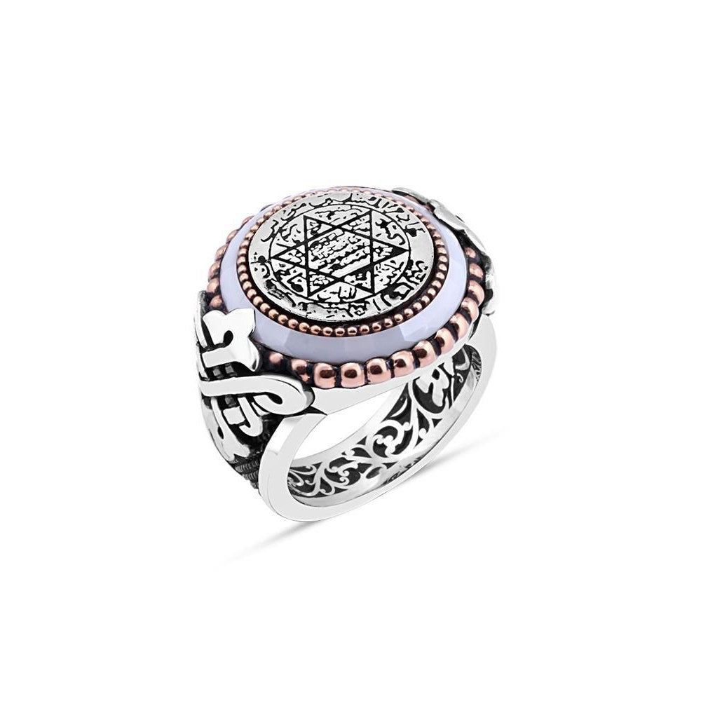 Enamel Seal Of Solomon Ring For Men