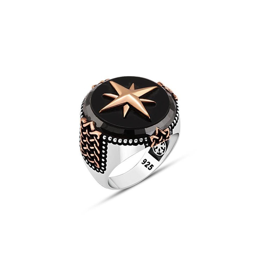 Star Onyx Silver Rings For Men