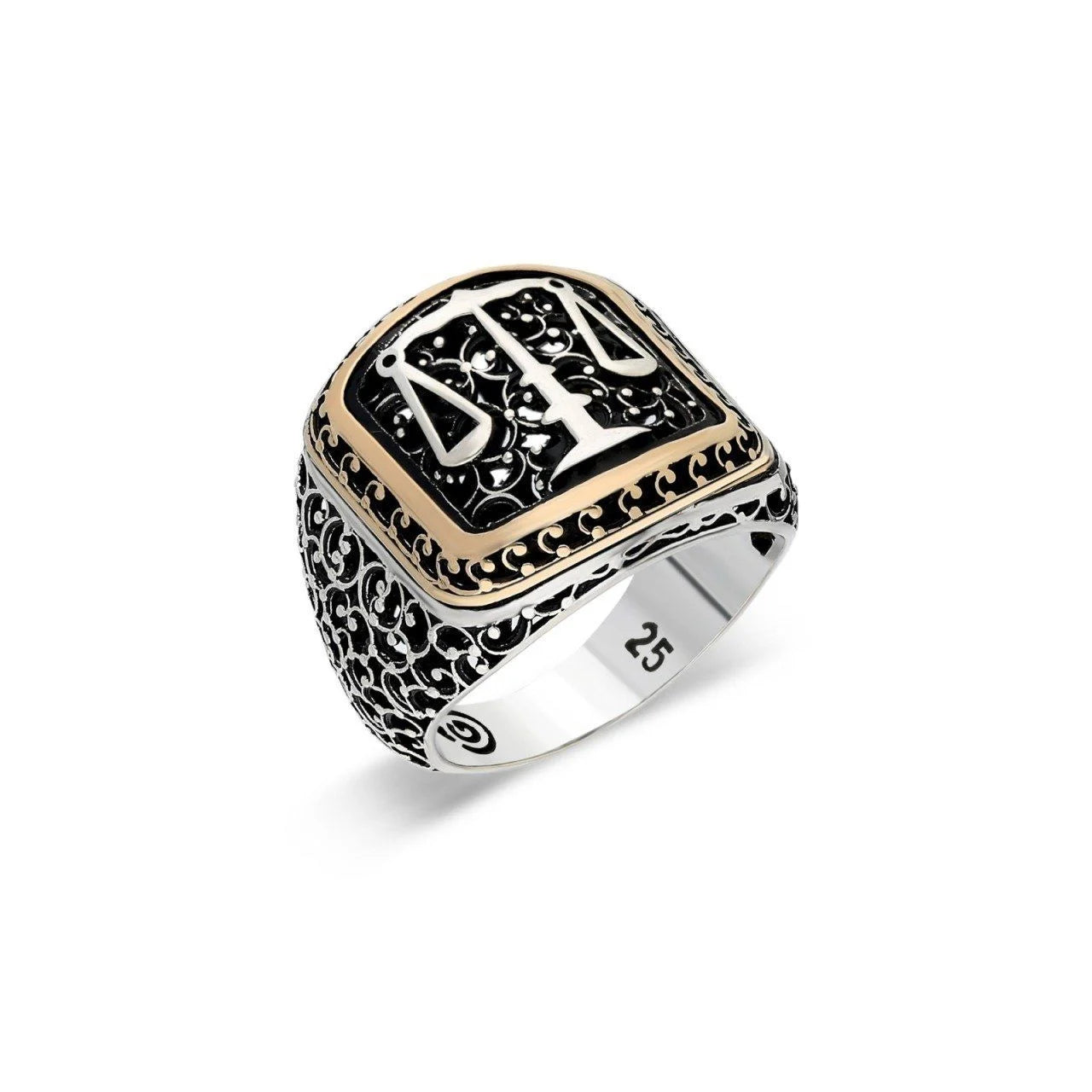 Men's Silver Ring - Bold Scales of with Engraved Sides | OrlaSilver