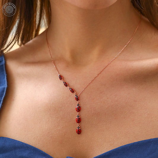 Ladybug Design Sterling Silver Women's Necklace