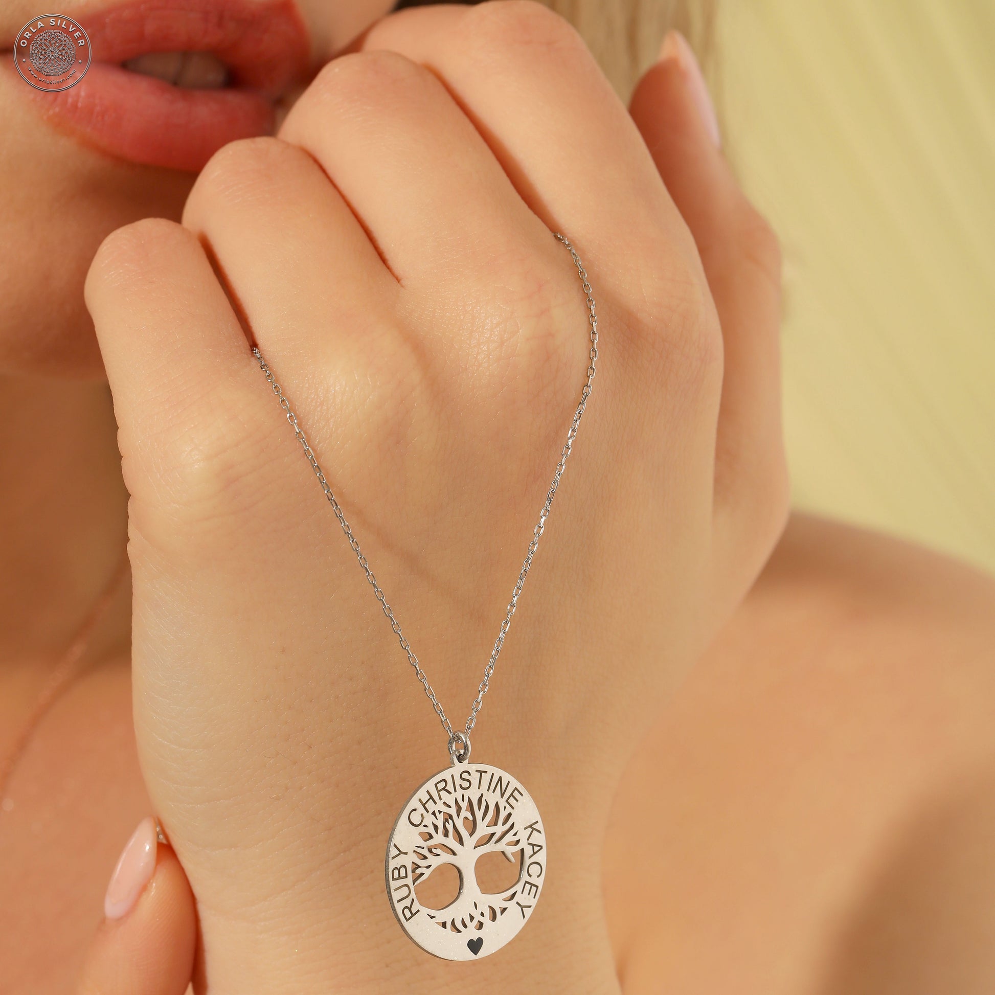 Name Engraved 925 Sterling Silver Tree of Life Women's Necklace Silver
