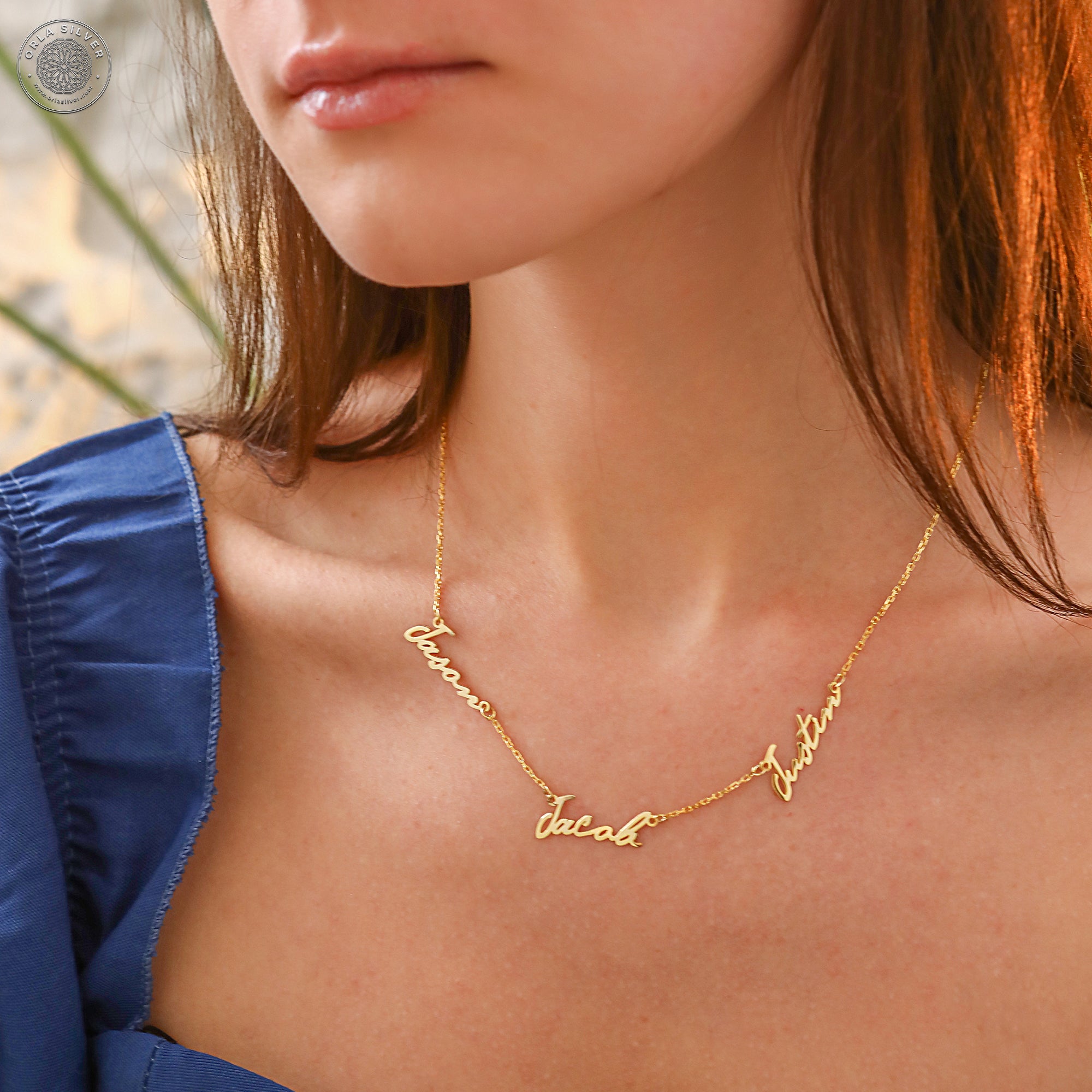 Gold multiple deals name necklace