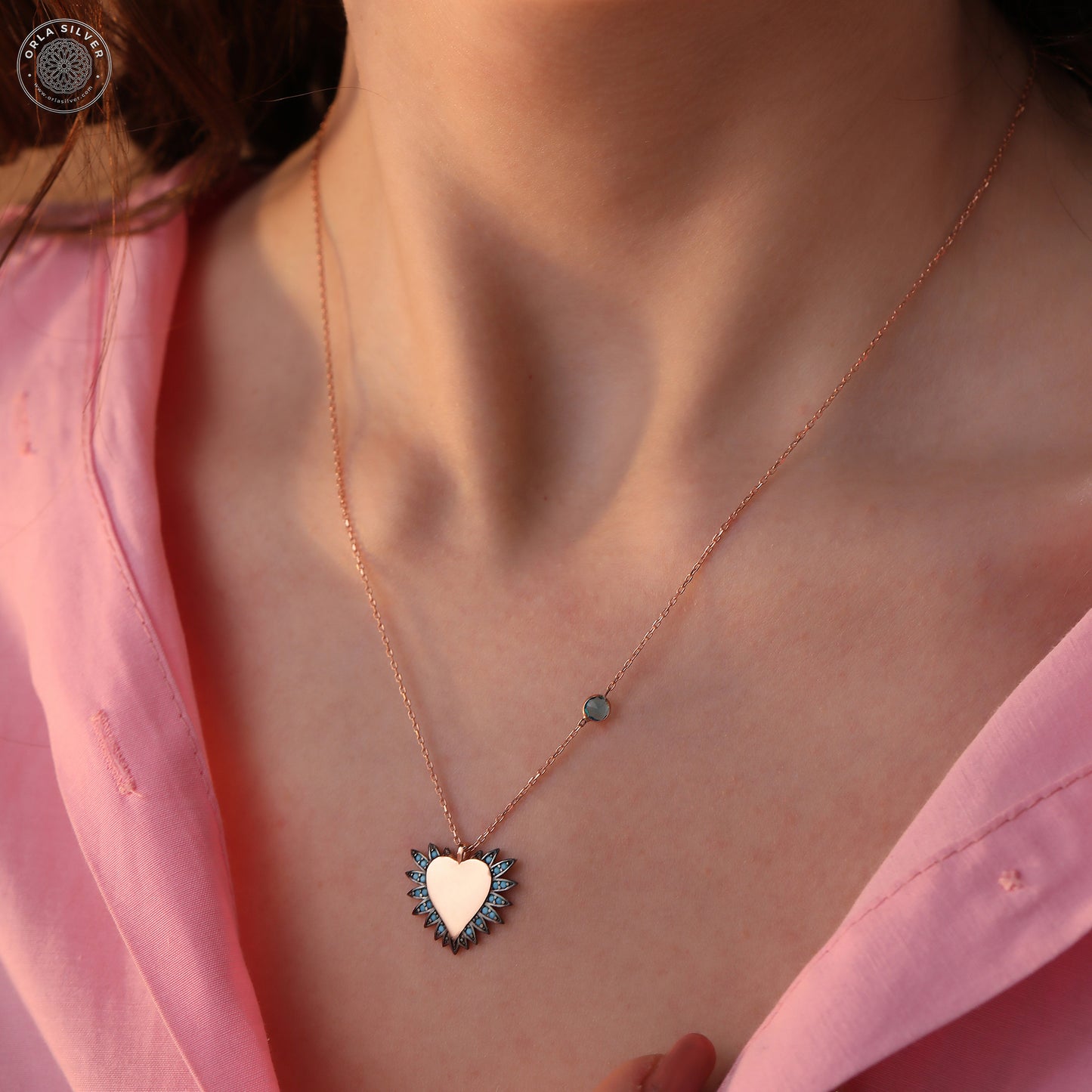 Personalized Birthstone Heart Name Silver Women's Necklace