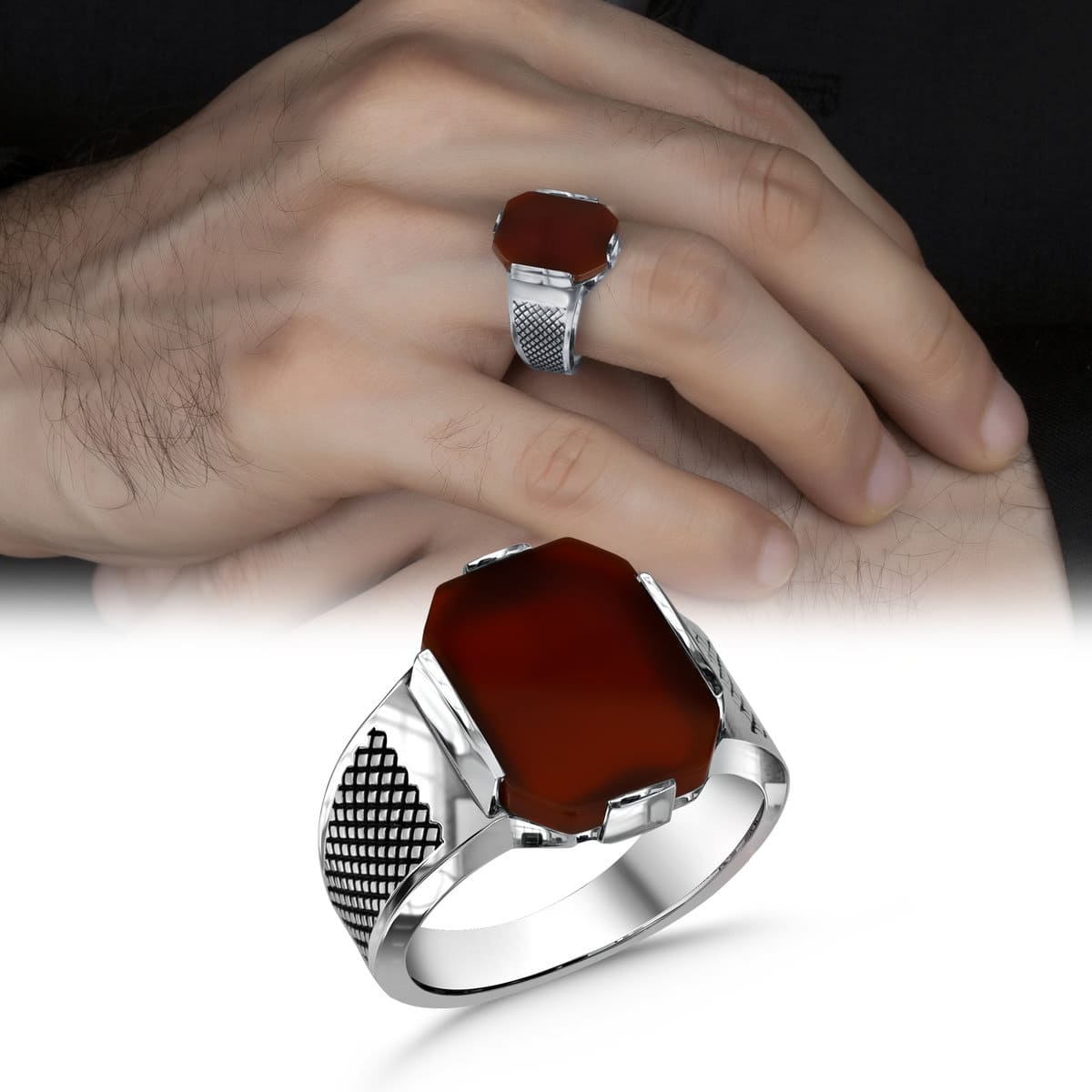 Buy Oval Agate Stone Ring , Men Sterling Silver Handmade Ring , Red Dark  Agate Stone Ring , 925k Sterling Silver Ring , Gift for Him Online in India  - Etsy