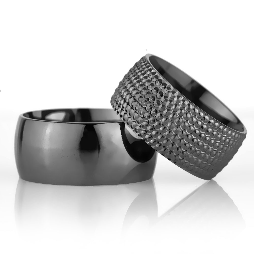 10-MM Black 925 silver wedding ring sets orlasilver