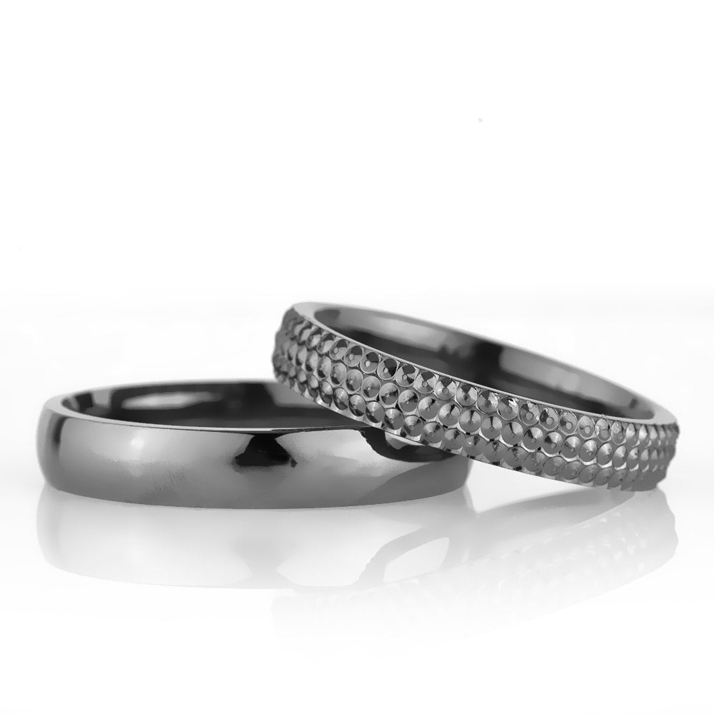 4-MM Black 925 silver wedding ring sets orlasilver