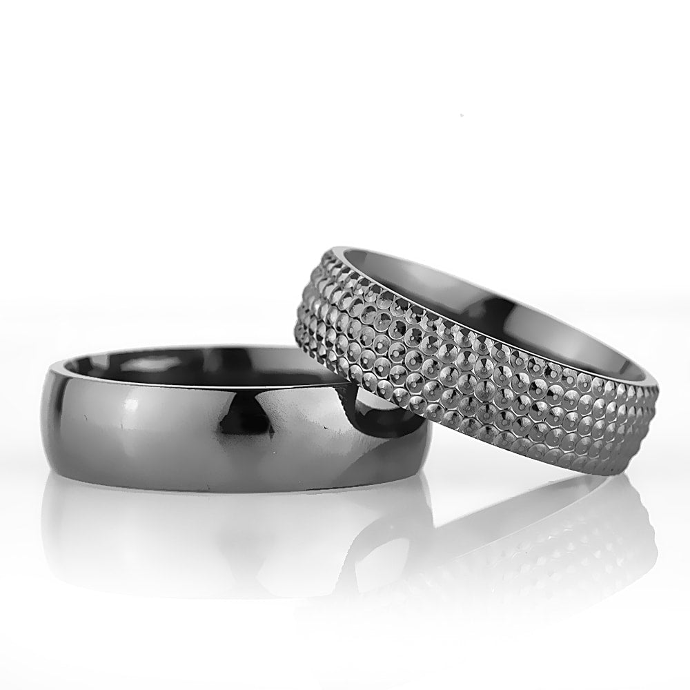 6-MM Black 925 silver wedding ring sets orlasilver