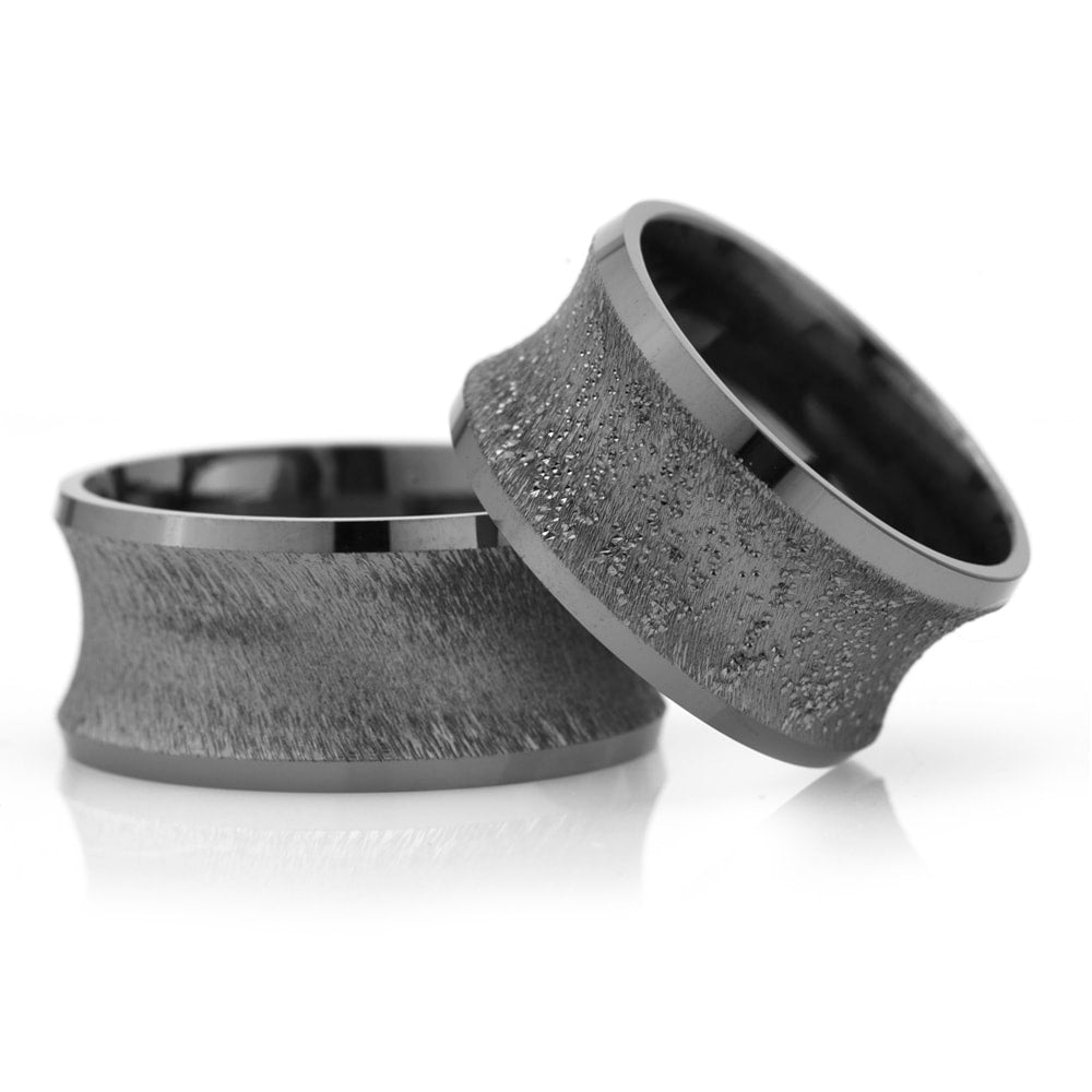 10-MM Black 925 sterling silver wedding ring sets orlasilver