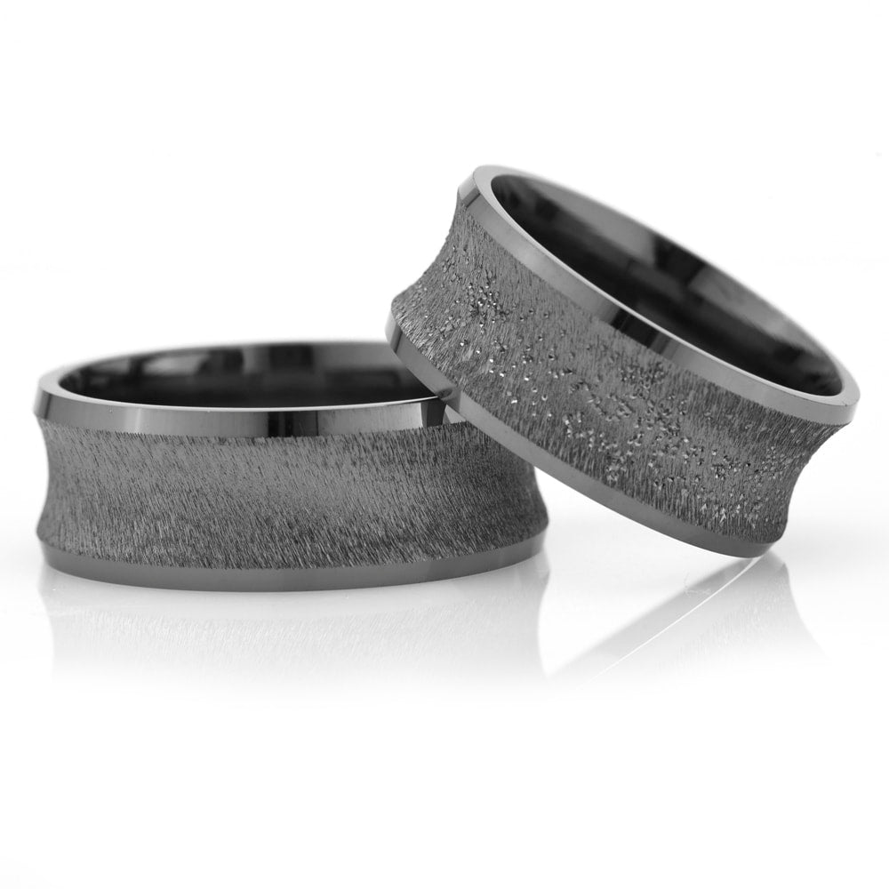 8-MM Black 925 sterling silver wedding ring sets orlasilver