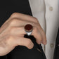 Handmade Red Agate Stone Men's Silver Ring on finger