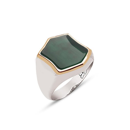 Green Agate Natural Stone Men's Ring