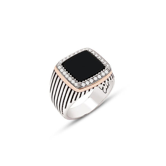 Onyx White Zircon 925 Silver Rings