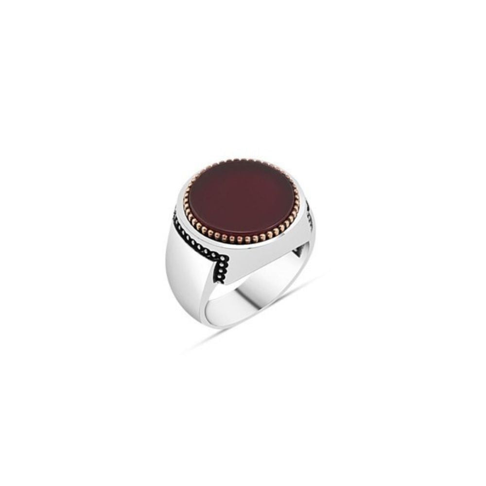 Agate Stone Simple Silver Ring