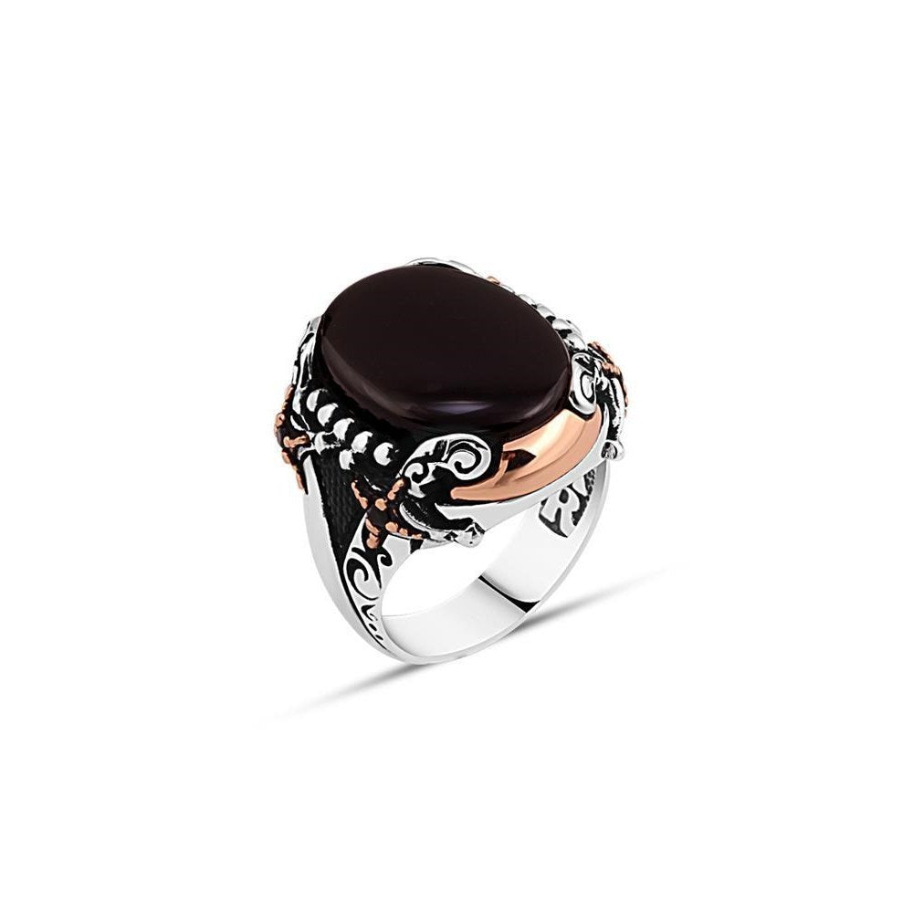 Onyx Ring With Sword For Men
