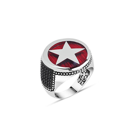 Crescent Moon Star On The Silver Ring For Men