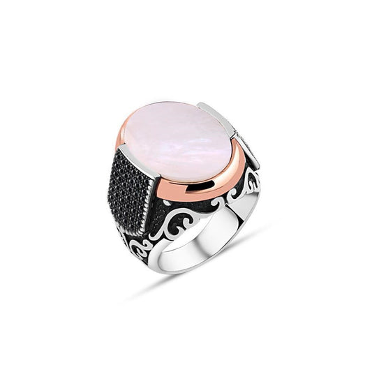 Plain Mother Of Pearl Stone Silver Ring