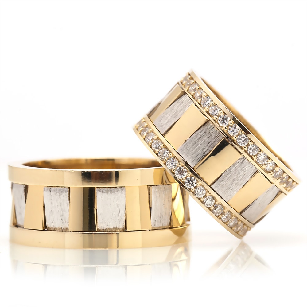 asymmetric striped silver wedding ring orlasilver