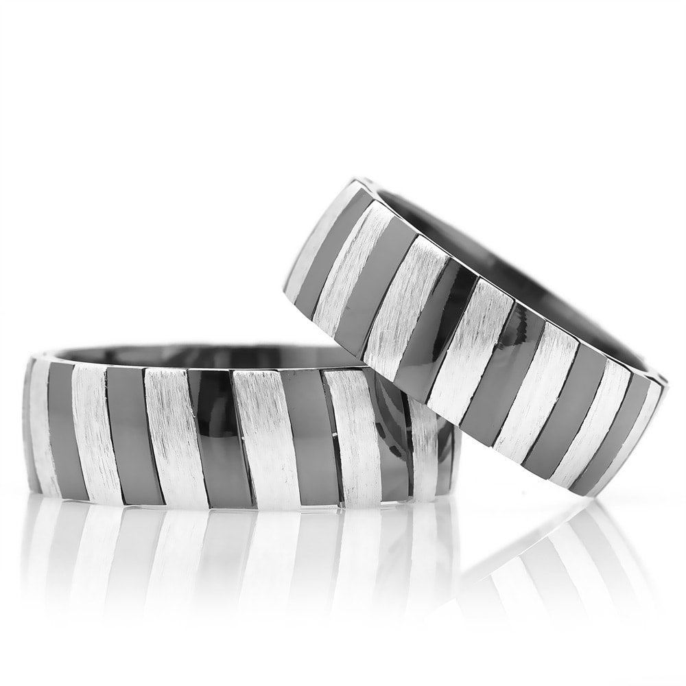 black and silver wedding rings orlasilver