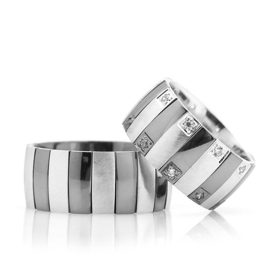 black and white wedding rings orlasilver