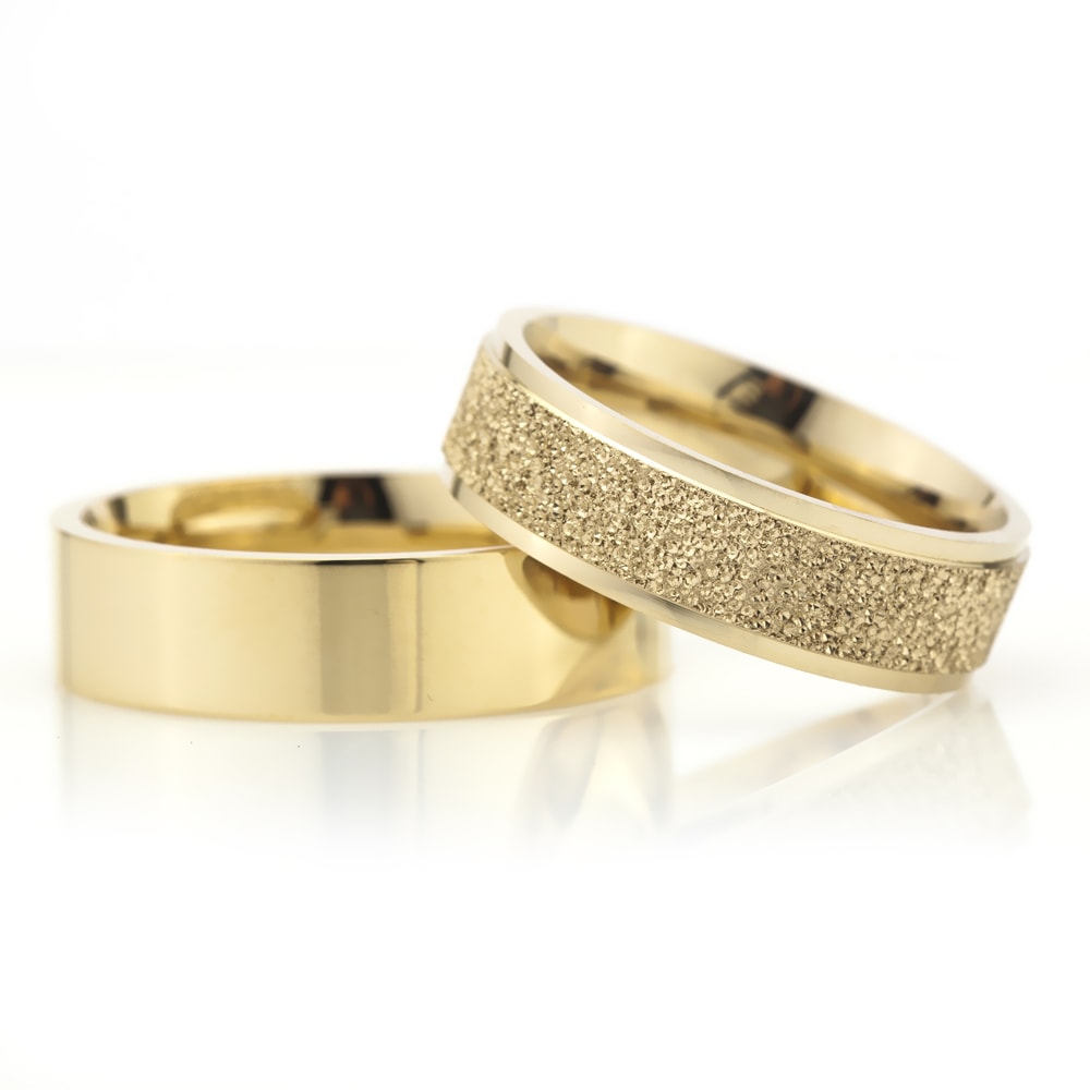 6-MM Gold classic simple silver wedding ring pair orlasilver