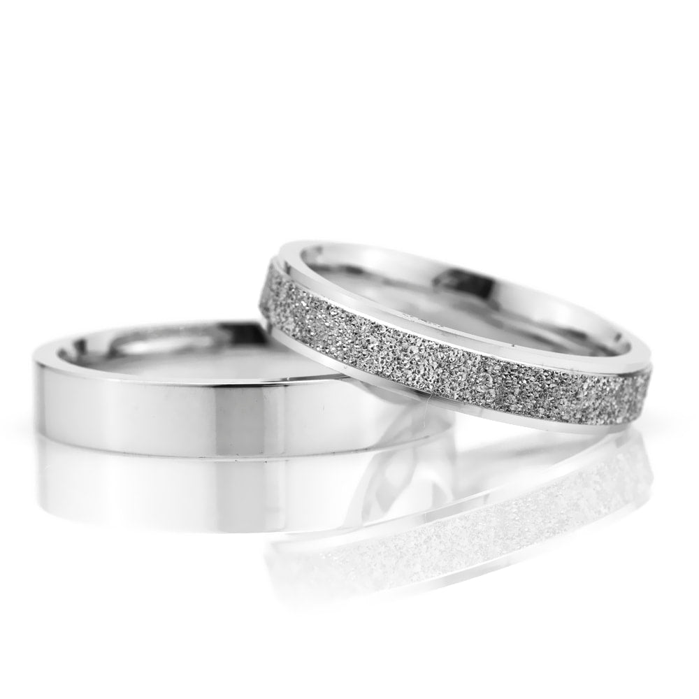 4-MM Silver classic simple silver wedding ring pair orlasilver