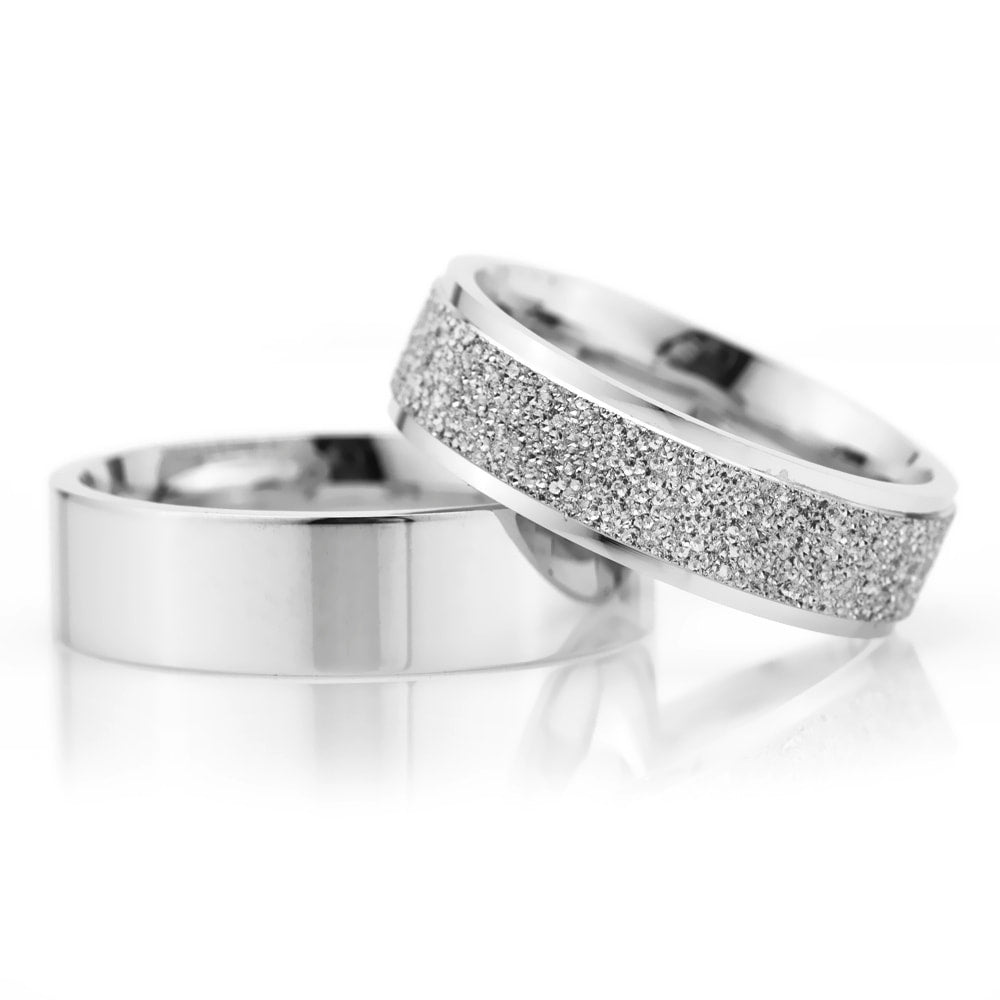6-MM Silver classic simple silver wedding ring pair orlasilver
