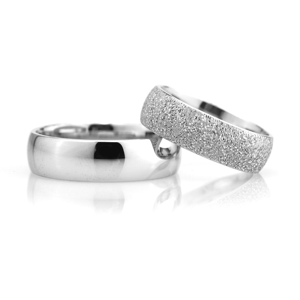 6-MM Silver classic wedding silver rings for couples orlasilver