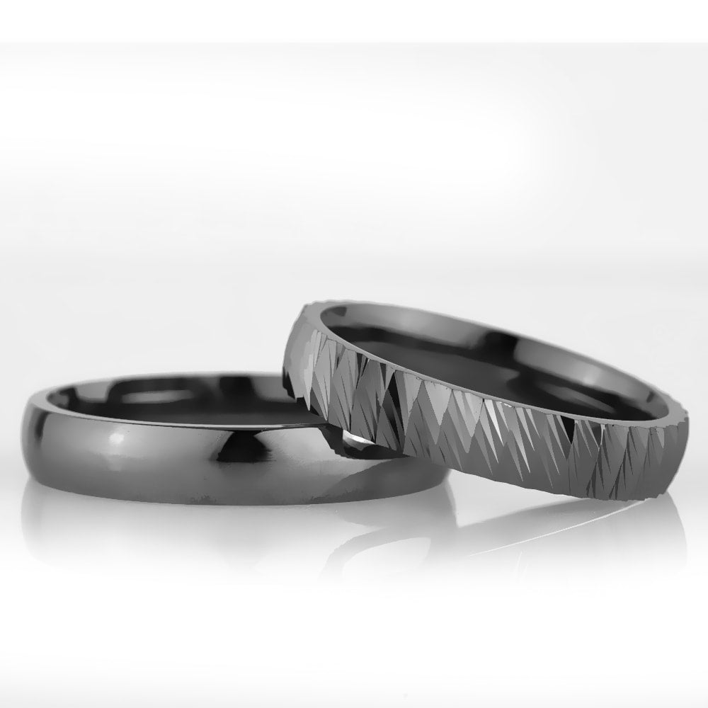 4-MM Black convex 925 silver wedding ring sets orlasilver
