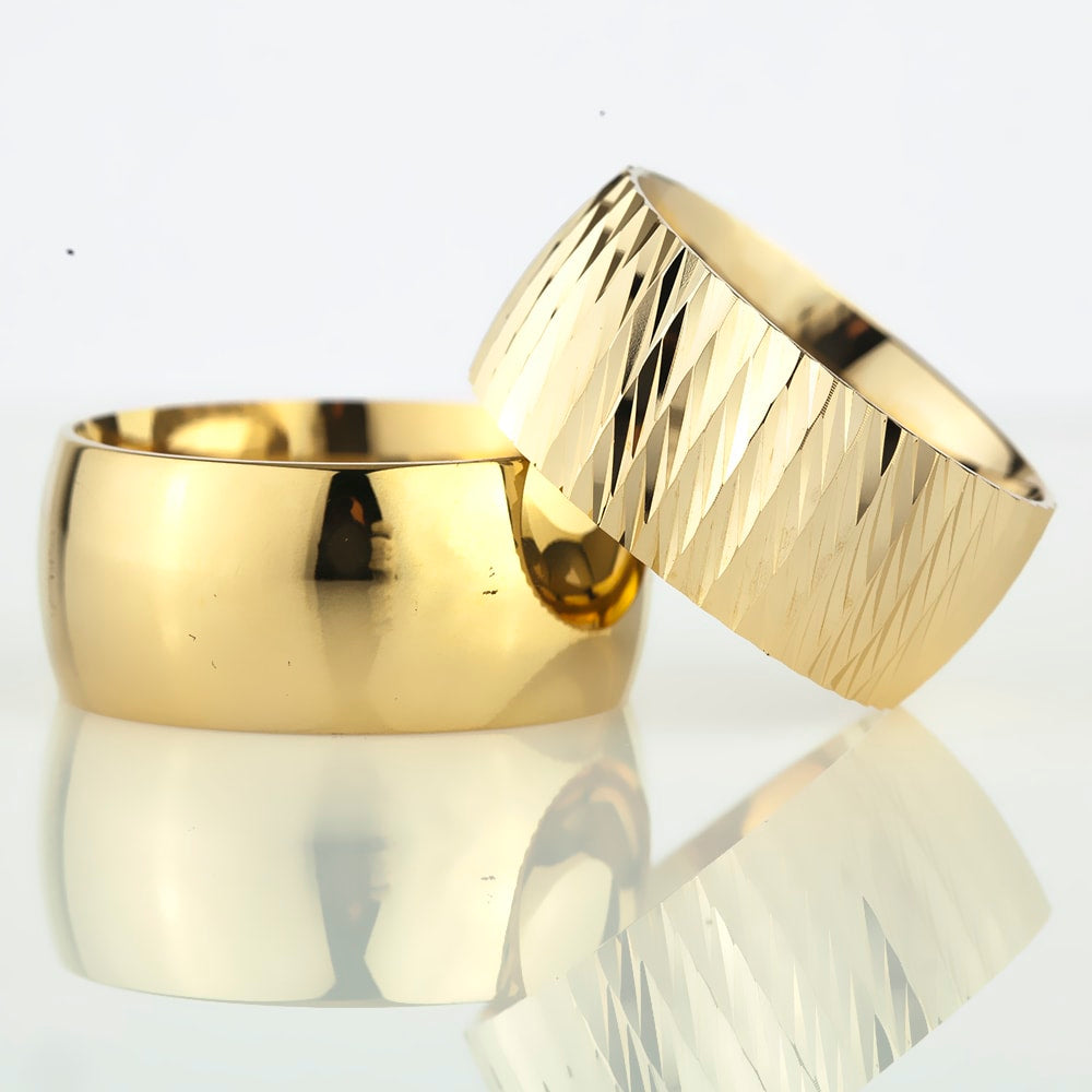 10-MM Gold convex 925 silver wedding ring sets orlasilver