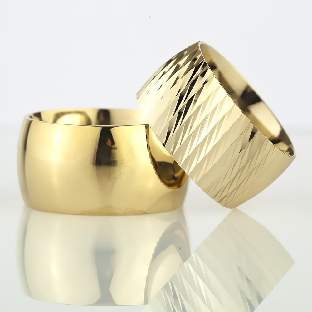 12-MM Gold convex 925 silver wedding ring sets orlasilver