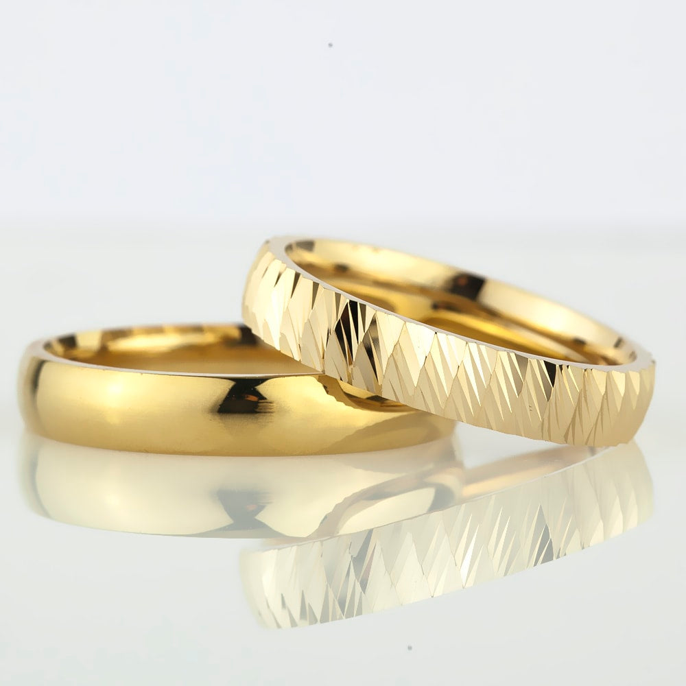 4-MM Gold convex 925 silver wedding ring sets orlasilver