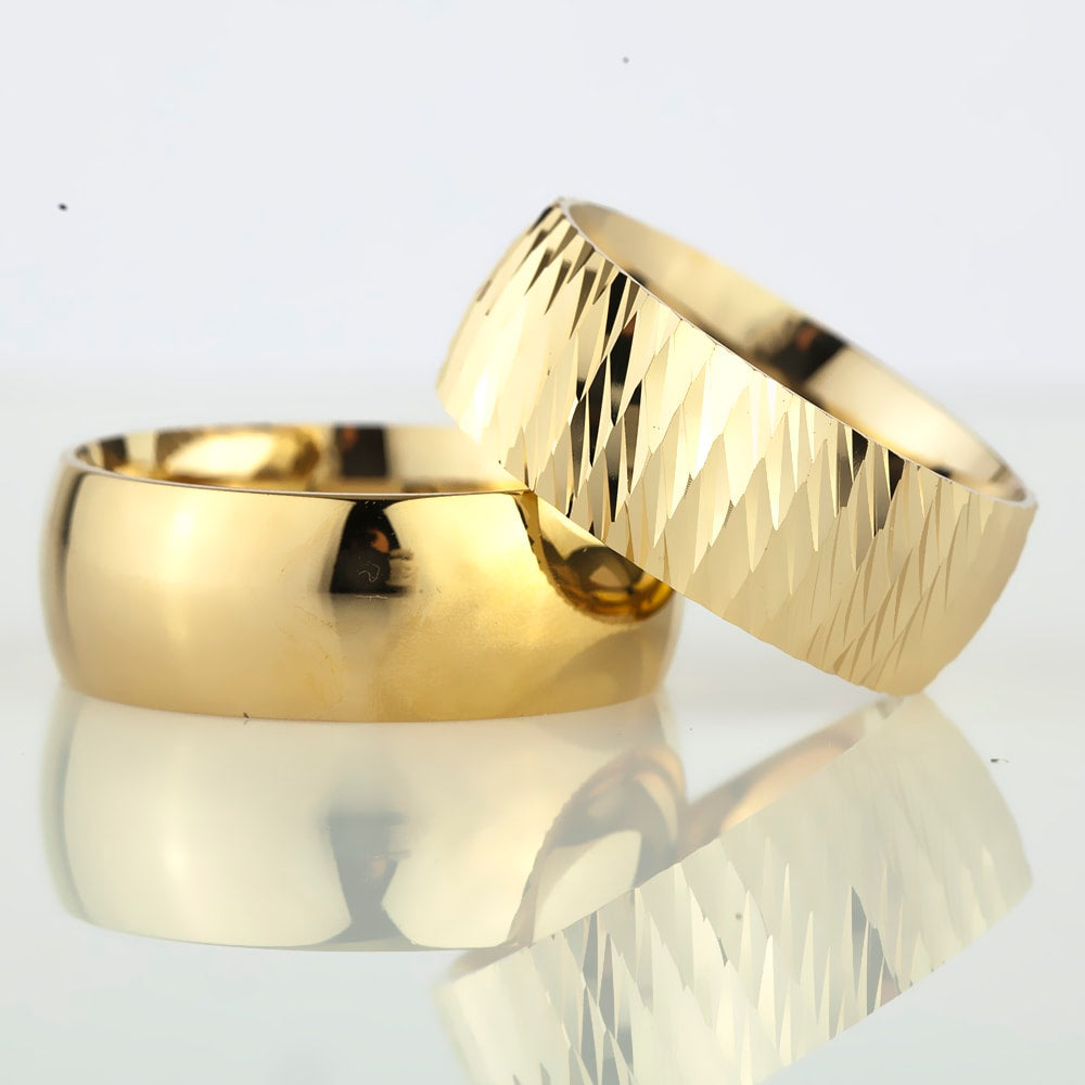 8-MM Gold convex 925 silver wedding ring sets orlasilver