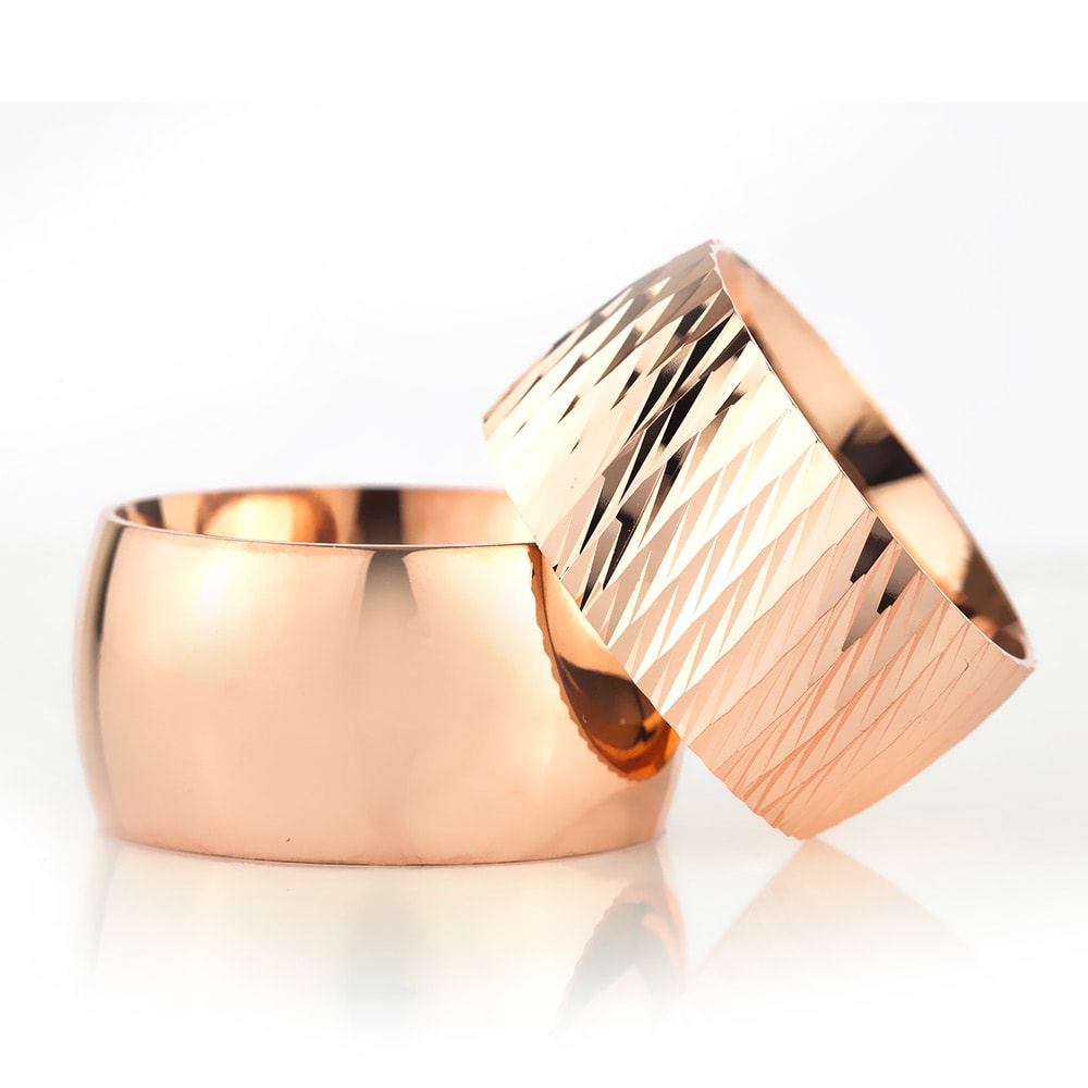 12-MM Rose convex 925 silver wedding ring sets orlasilver