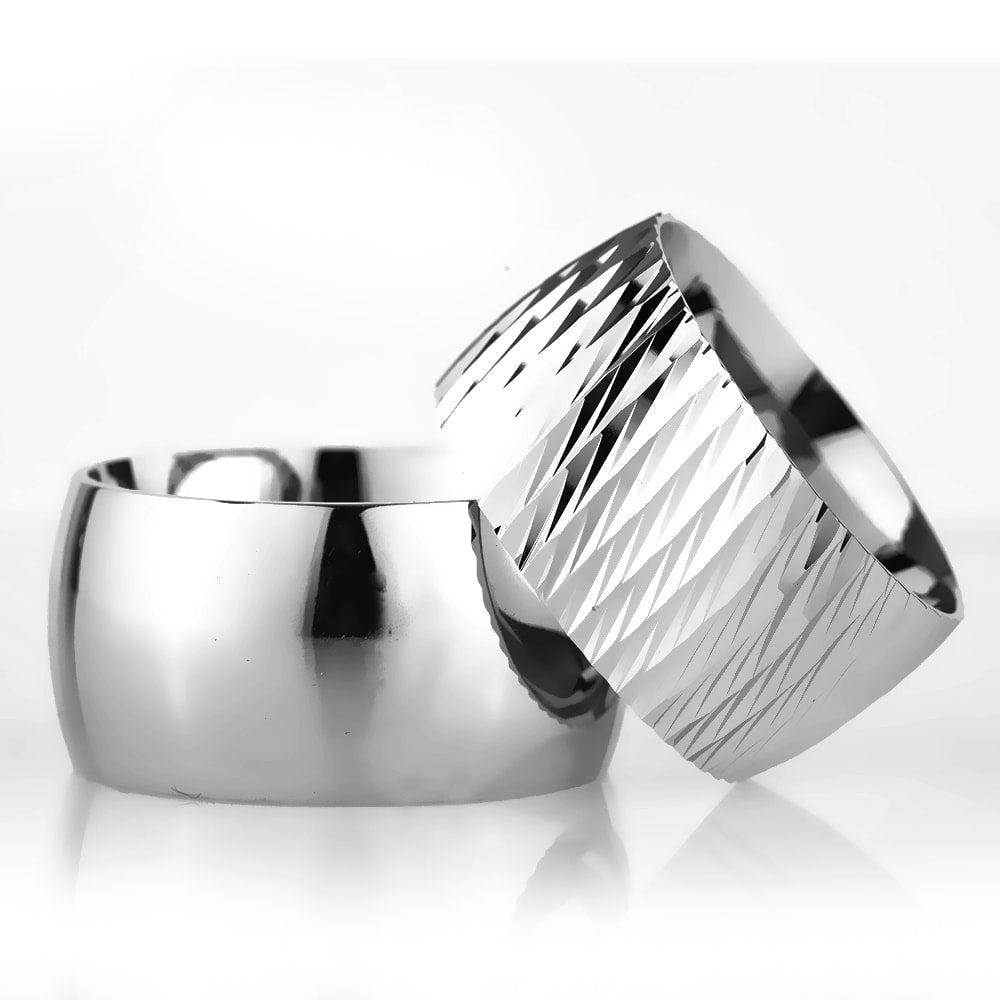 12-MM Silver convex 925 silver wedding ring sets orlasilver