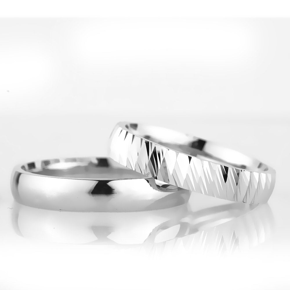 4-MM Silver convex 925 silver wedding ring sets orlasilver