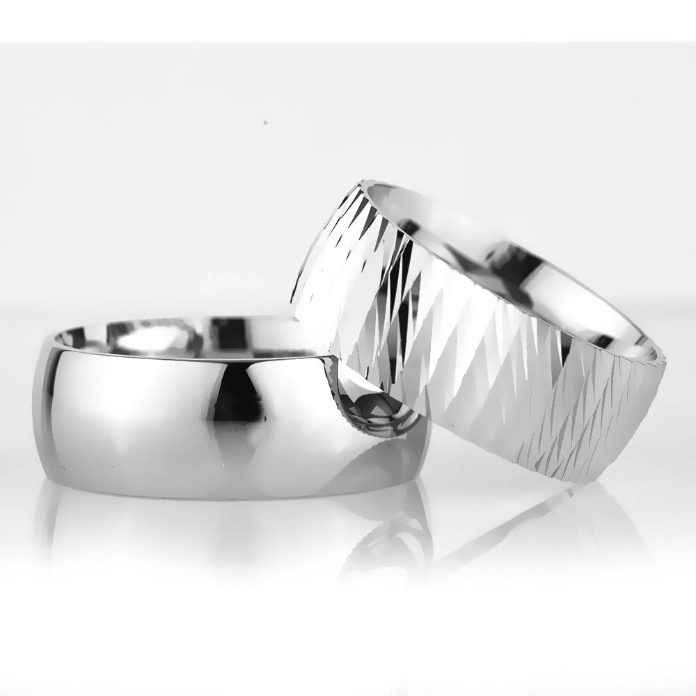 8-MM Silver convex 925 silver wedding ring sets orlasilver