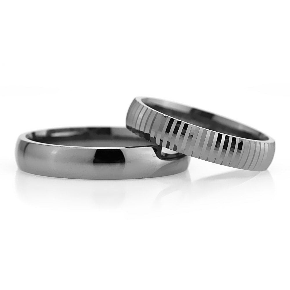 4-MM Black convex 925 sterling silver wedding ring sets orlasilver
