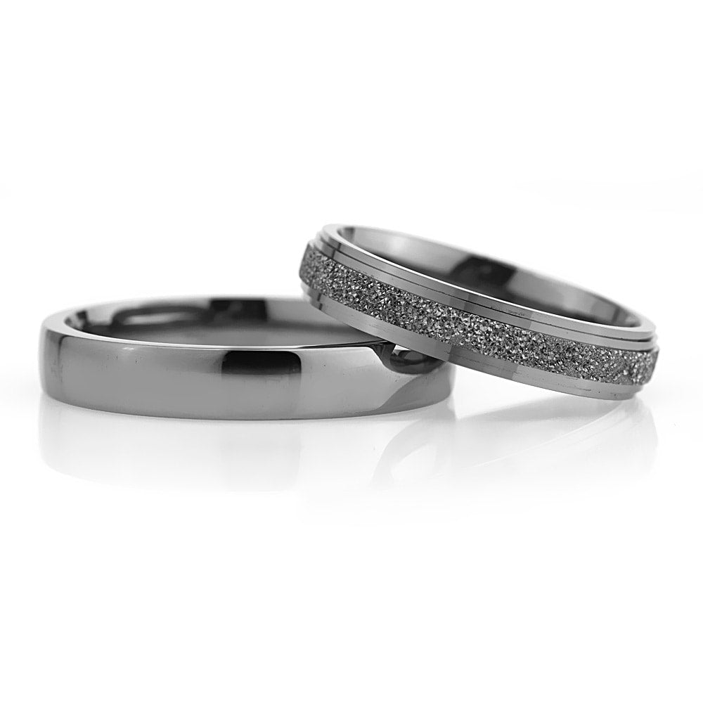 4-MM Black convex couple wedding rings silver orlasilver