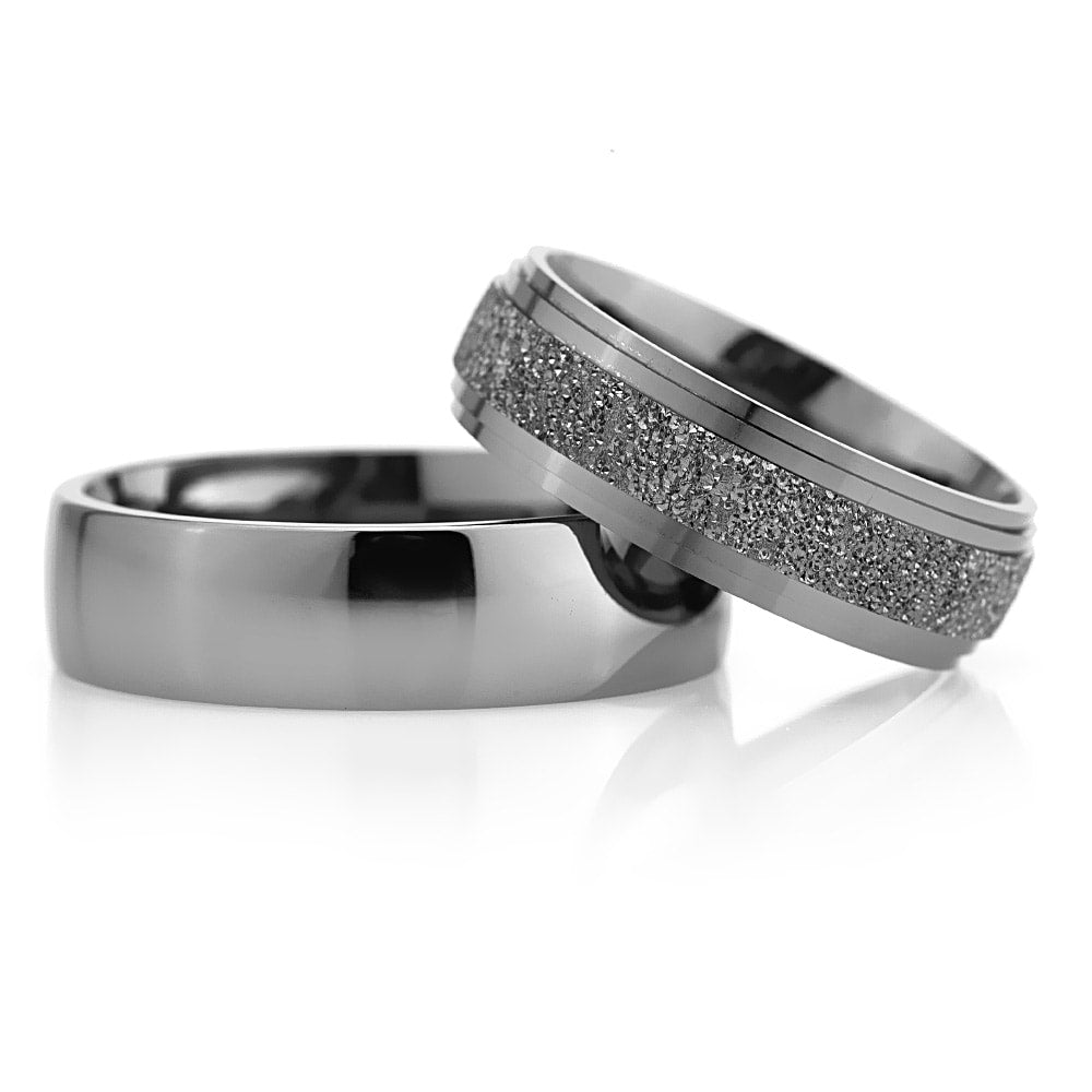 6-MM Black convex couple wedding rings silver orlasilver