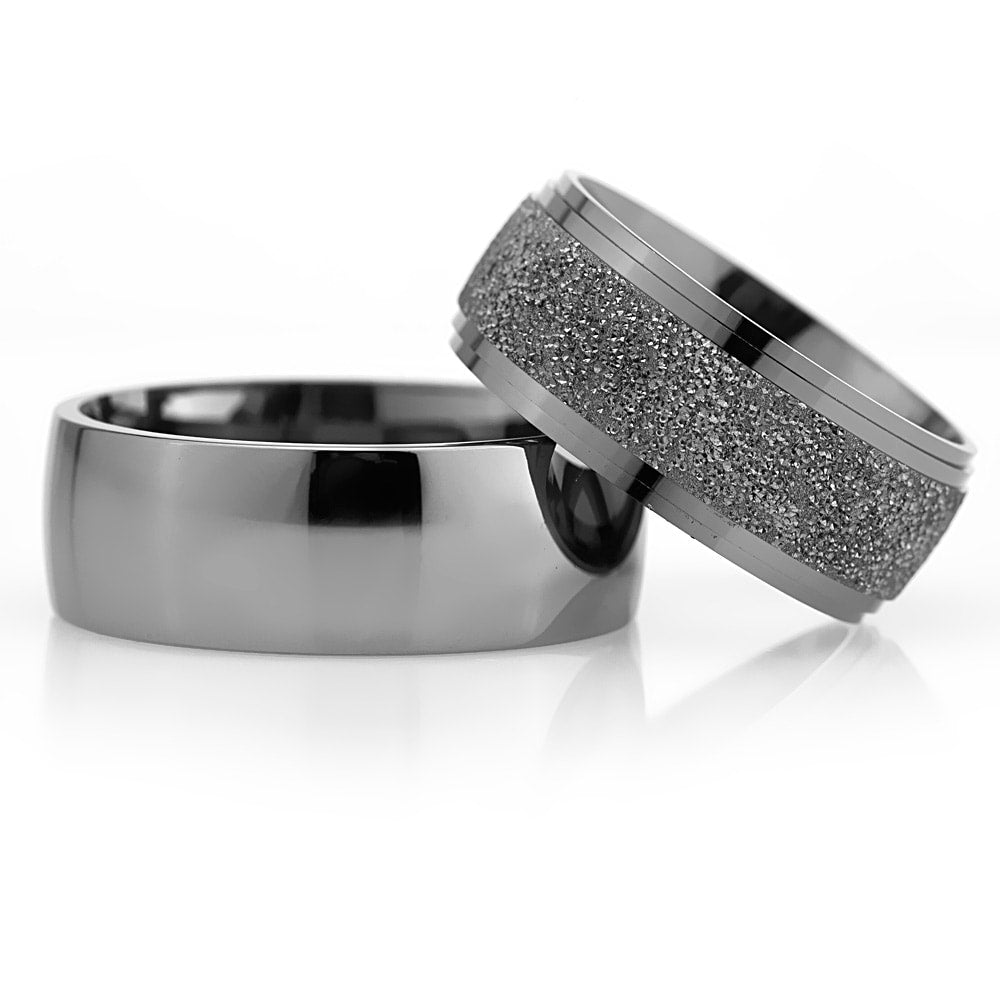 8-MM Black convex couple wedding rings silver orlasilver