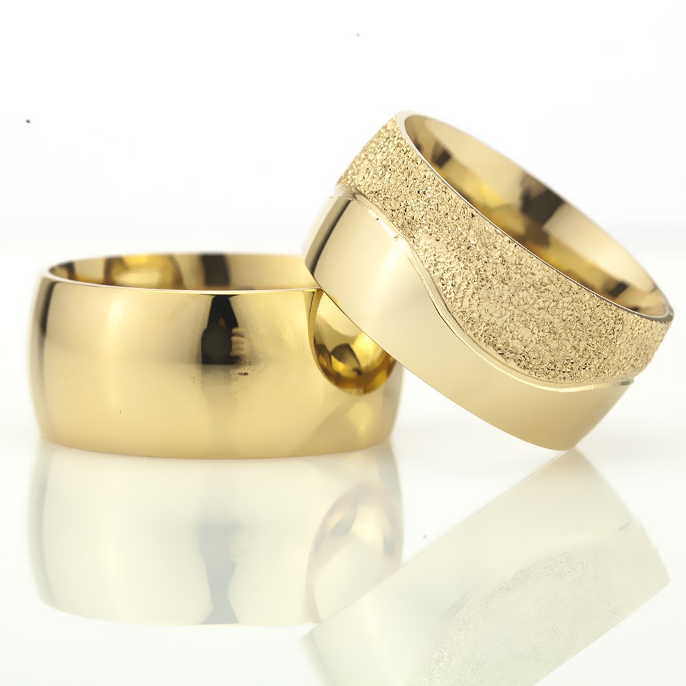 10-MM Gold convex gold and silver wedding ring set orlasilver