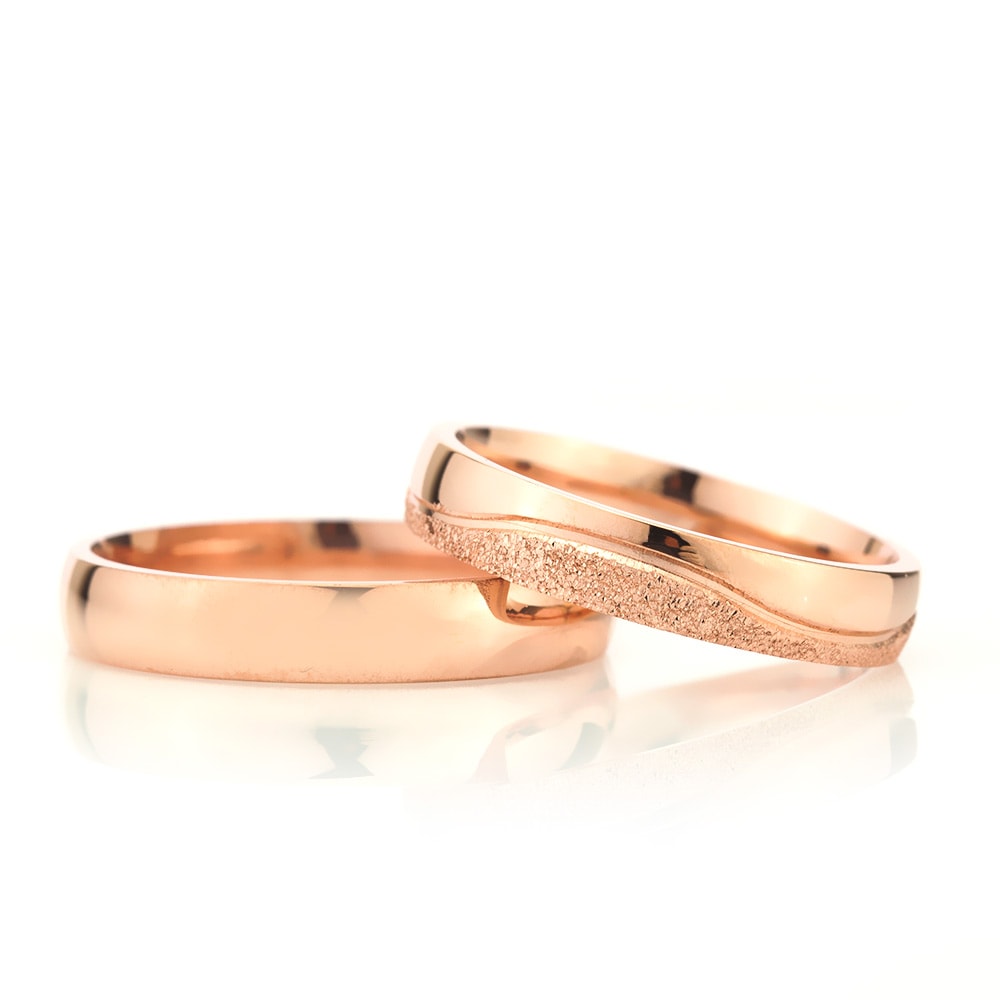 4-MM Rose convex gold and silver wedding ring set orlasilver