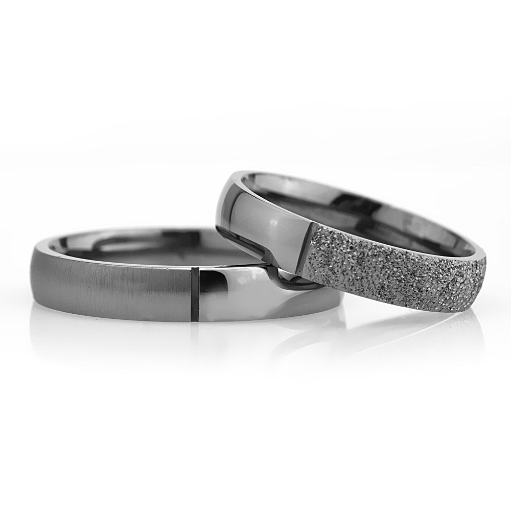 4-MM Black convex silver wedding ring sets orlasilver
