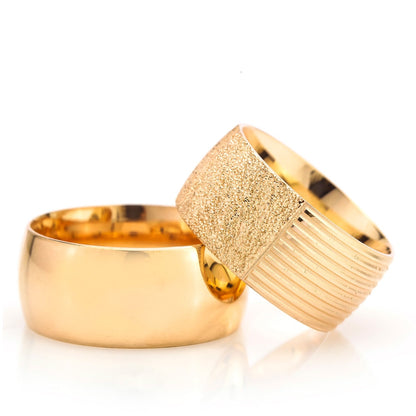 10-MM Gold convex silver wedding ring sets for him and her orlasilver