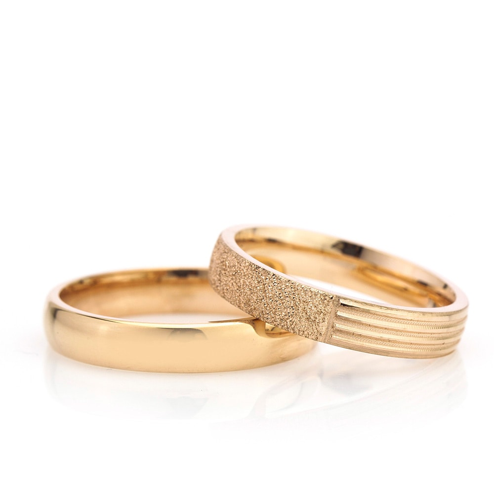 4-MM Gold convex silver wedding ring sets for him and her orlasilver