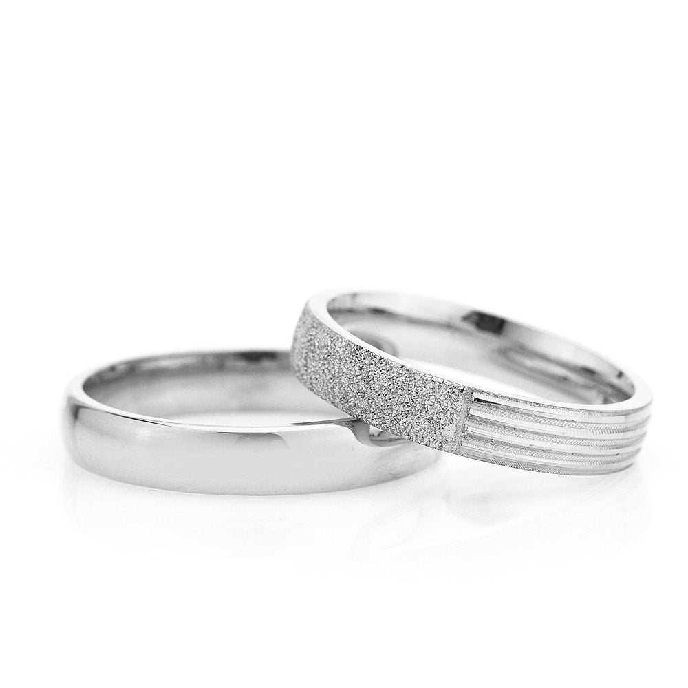 4-MM Silver convex silver wedding ring sets for him and her orlasilver