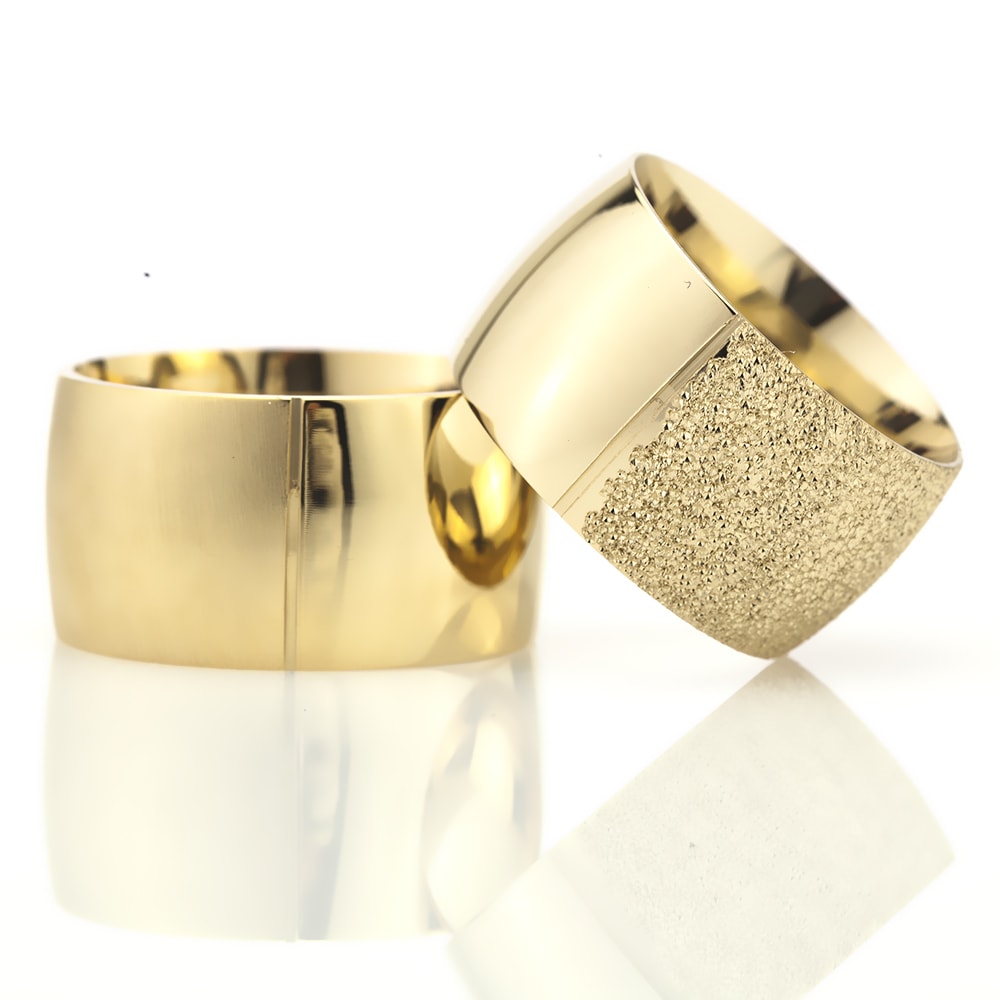 12-MM Gold convex silver wedding ring sets orlasilver