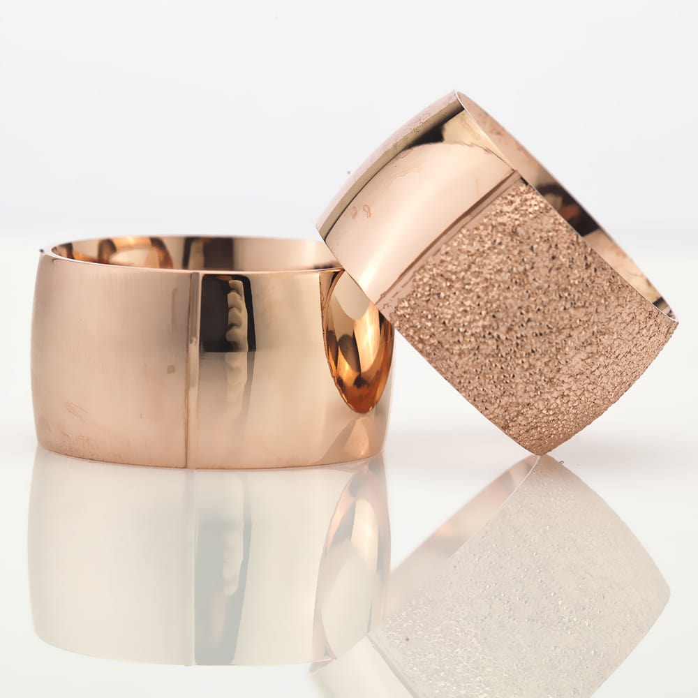 12-MM Rose convex silver wedding ring sets orlasilver