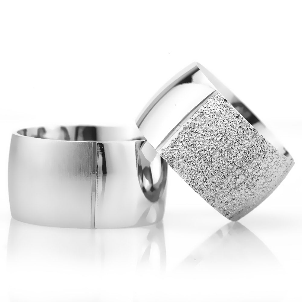 12-MM Silver convex silver wedding ring sets orlasilver