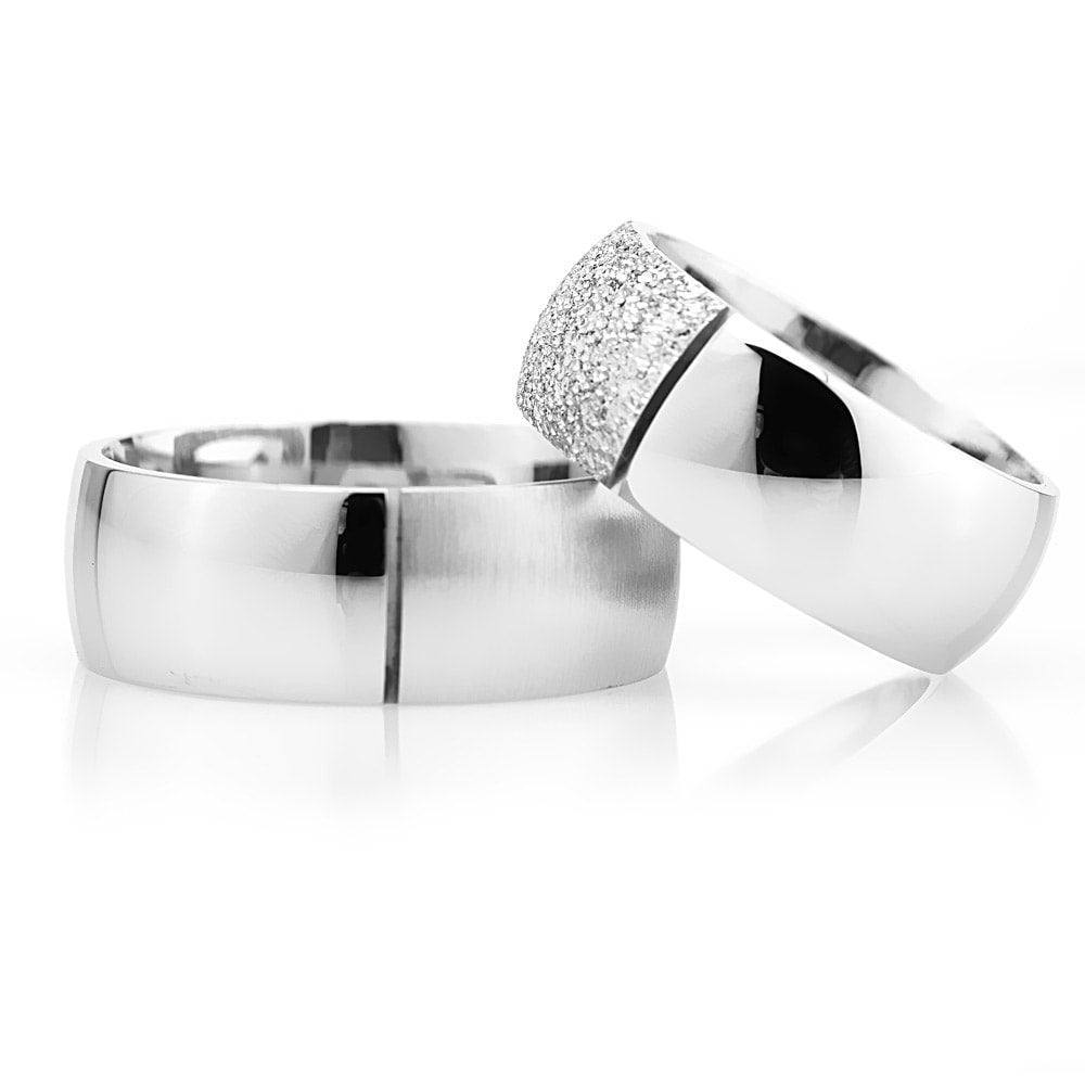 8-MM Silver convex silver wedding ring sets orlasilver